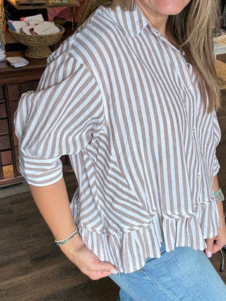 Diane top w/ Ruffle Hem Tan