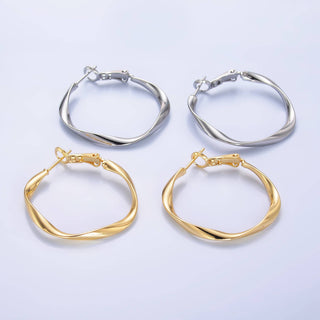 Dainty Gold Twisted Hinge Hoop Earrings