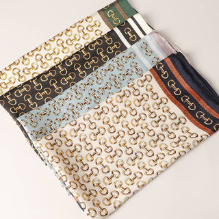 Satin Horsebit Print Light Weight Soft Scarf