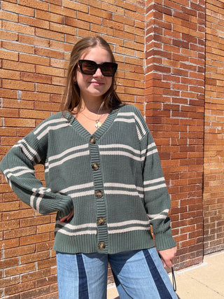 Boyfriend Striped Cardigan Hunter by Z Supply
