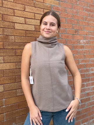 Almond Sleeveless Seamed Top