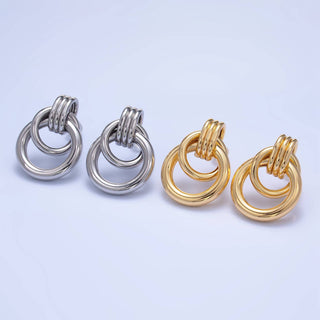24K Gold Filled Double Hoop Stud Earrings | P361-362