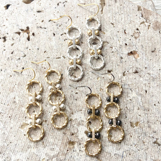 Circle Link Earrings Matte Gold & Gunmetal