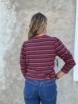Burgundy Multi Stripe Top by Liverpool