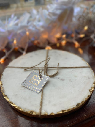 Round Marble & Gold Cheese Board