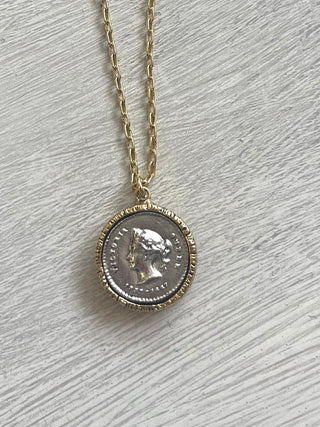 Queen Mixed Metal Coin Necklace