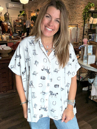 Annie Collared Button Front Top