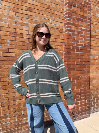 Boyfriend Striped Cardigan Hunter by Z Supply