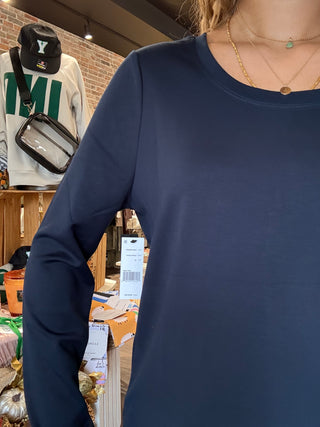 Long Sleeve Knit Top Dark Navy