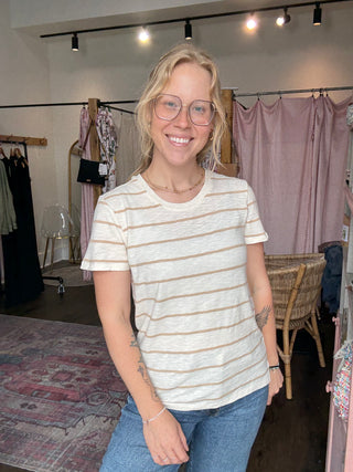 Foundation Stripe Tee Biscuit