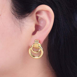 24K Gold Filled Double Hoop Stud Earrings | P361-362
