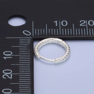 S925 Sterling Silver Minimalist Line Textured Hoops | SL562