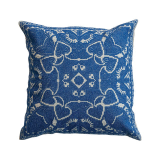 Blue embroidered pillow
