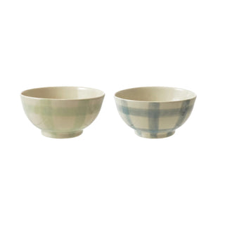 Plaid Handpainted Stoneware Bowls