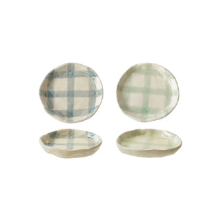 Plaid Handpainted Stoneware Plates