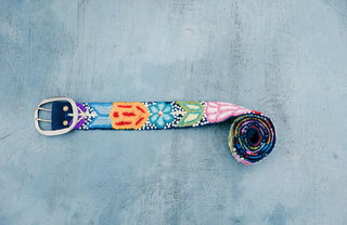 Navy Embroidered Belt