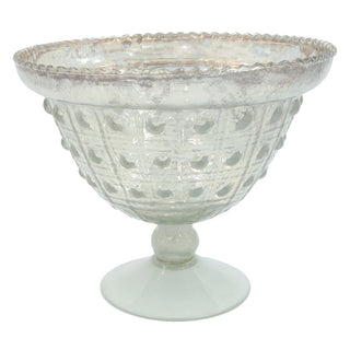 Embossed Footed Bowl Mercury Glass 8"
