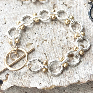 Matte gold Matte silver bracelets boutique jewelry trending: Matte silver with matte gold accents