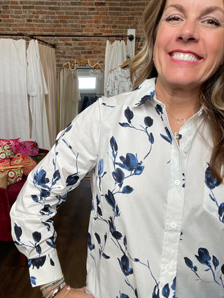 Floral Button Front Shirt