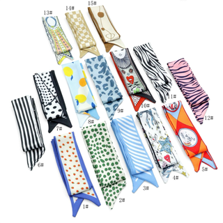 15 Asssorted colors Narrow scarf for scarf necklace making, hair&bag scarves accessories, EF824