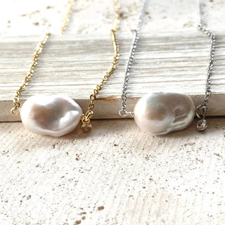 Genuine Fresh water baroque irregular pearl necklace 