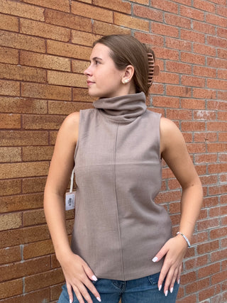 Almond Sleeveless Seamed Top
