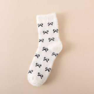 Bow Fluffy Home Plush Socks