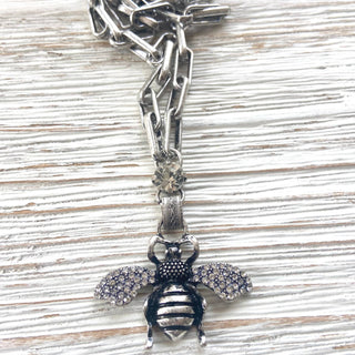 Bee silver crystal necklace 