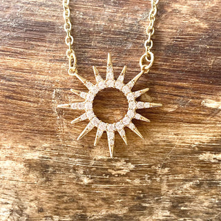 Sun celestial necklace minimalist boutique salon jewelry: Silver / 16”