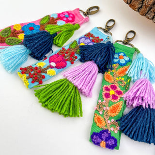 Wild Plum Embroidered Wristlet Keychain Charm