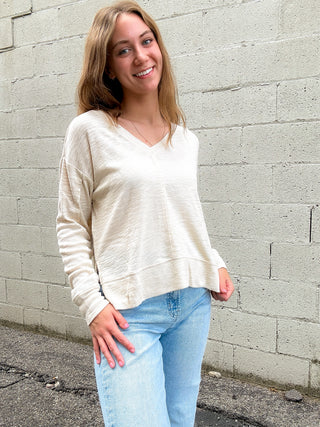 V-Neck Knit Top - Shell