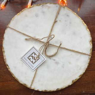 Round Marble & Gold Cheese Board