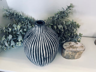 Black & White Striped Vase