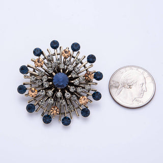 45mm Blue, Black Vintage Antique Sunburst Celestial Brooch Pin | BH-025 BH-026