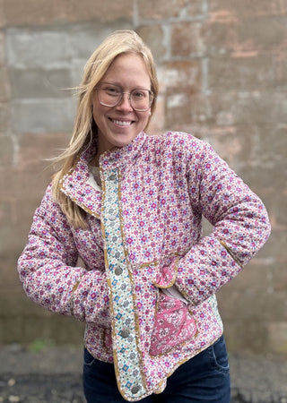 Mixed Media Quilted Jacket Ivory