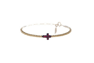 CROSS OPAL BRACELET: FIRE&SNOW / Sterling Silver / Stretchy 7"