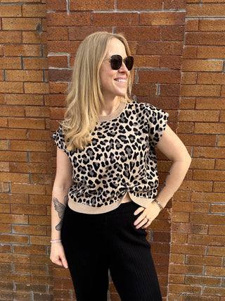 Sleeveless Animal Print Sweater