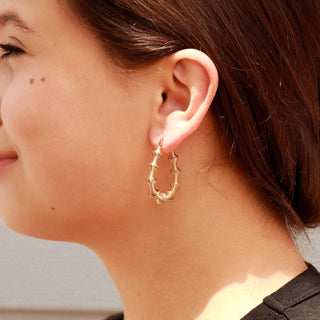 18K Gold PVD Stainless Steel Wired Statement Hoop Earrings / ERJ0015