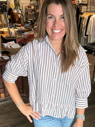 Diane top w/ Ruffle Hem Tan