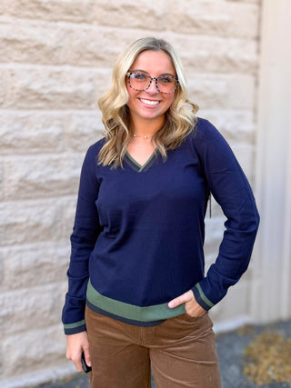 Colorblock Sweater Navy by Liverpool