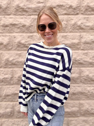 Striped Sweater Top Navy