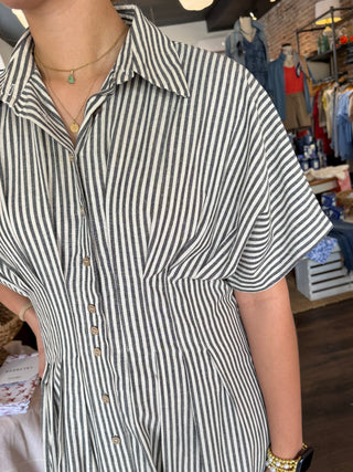 Railroad Stripe Dolman Dress