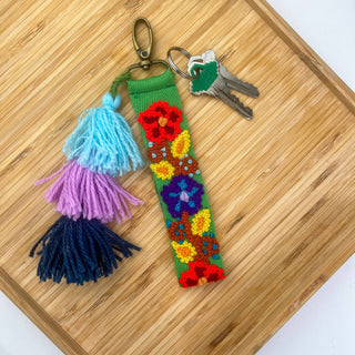 Wild Plum Embroidered Wristlet Keychain Charm