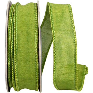 Custom Color Dupioni Wired Edge, Moss, 7/8 In, 10 Yards