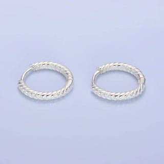 S925 Sterling Silver Minimalist Line Textured Hoops | SL562