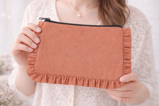 Canvas Ruffle Pouches | Canvas Travel Pouches | Zipper Pouch