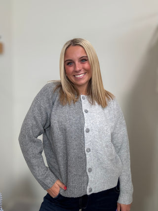 Gray Colorblock Cardigan by Pinch