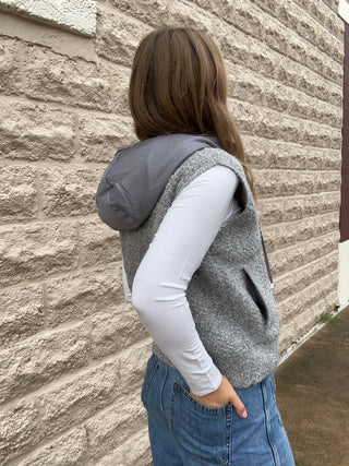 Hooded Boucle Vest - Grey by Dex