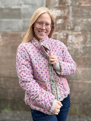 Mixed Media Quilted Jacket Ivory