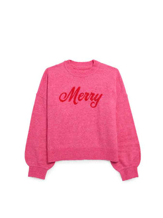 "MERRY" SWEATERS,PINK